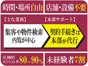 複雑な営業・契約はプロにお任せ。あなたの仕事は引越したい人を紹介することです。