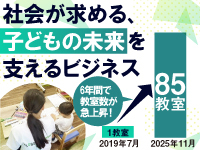 増え続ける療育ニーズに応え、全国拡大。開始6年で85教室運営と確かな実績があります